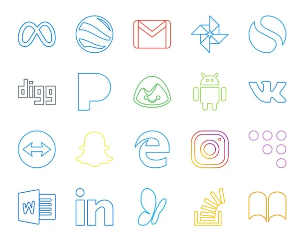 Paquete Iconos Redes Sociales Incluyendo Coderwall Borde Excava Snapchat — Archivo Imágenes Vectoriales