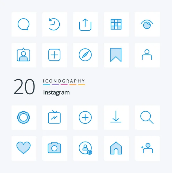 Instagram Blue Color Icon Pack Seturi Contact Dragoste Interfață Instagram — Vector de stoc