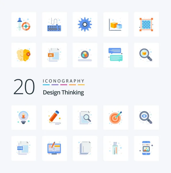 Design Thinking Flat Color Icon Pack Cdr Format Search Eye — Vettoriale Stock