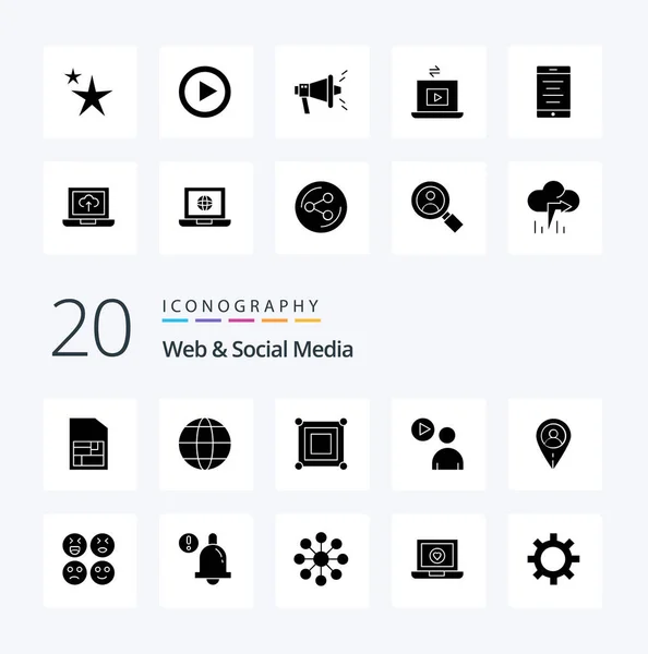 Web Και Social Media Solid Glyph Icon Pack Όπως Ρολόι — Διανυσματικό Αρχείο