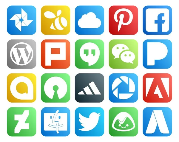 Social Media Icon Pack Inclusief Deviantart Picasa Hangt Groeten Google — Stockvector