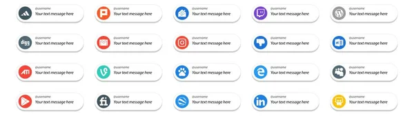 Social Media Follow Button Text Place Myspace Baidu Email Vine — Stock Vector