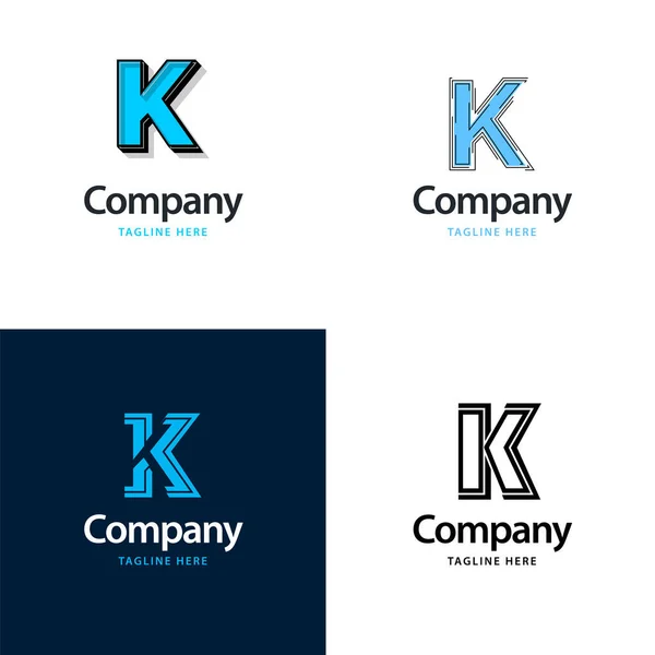 手紙Kビッグロゴパックデザインあなたのビジネスのための創造的なモダンなロゴデザイン — ストックベクタ