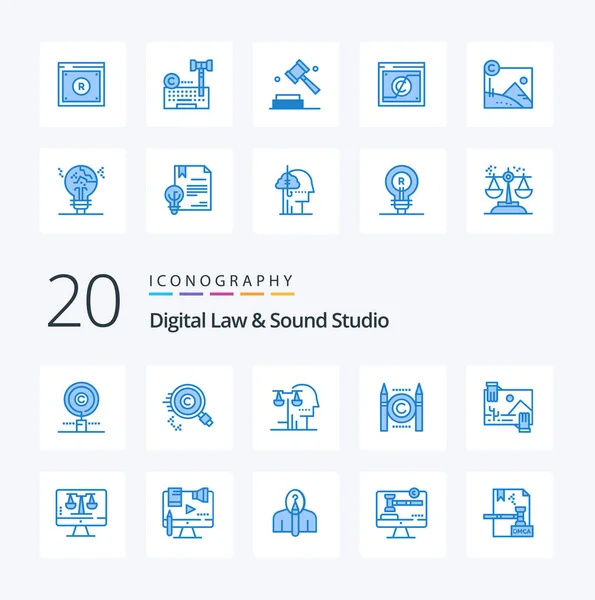 Digital Law Sound Studio Blue Color Icon Pack Image Distribution — Stock Vector
