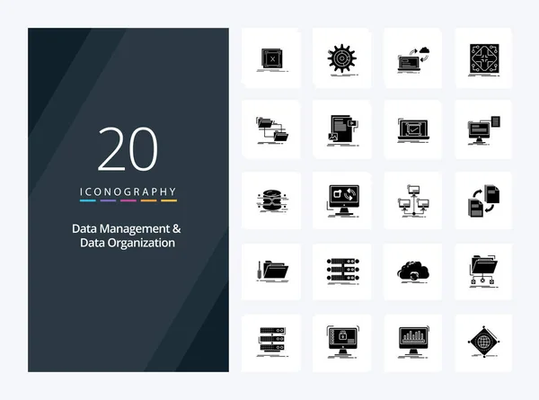 20用于列报的数据管理和数据组织实体象形文字图标 — 图库矢量图片