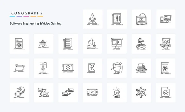 Software Engineering Und Video Gaming Line Icon Pack — Stockvektor