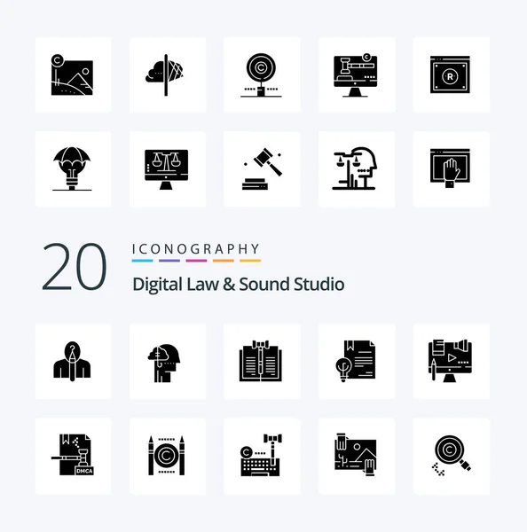 Digital Law Sound Studio Solid Glyph Icon Pack Come Digitale — Vettoriale Stock