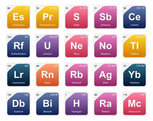 Simge Paketi Tasarımı elementlerinin 20 Preiyodik tablosu