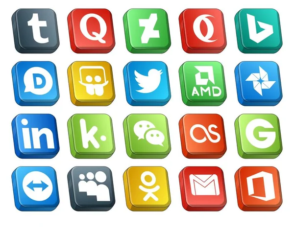 Social Media Icon Pack Including Groupon Посыльный Мбаппе Linkedin — стоковый вектор