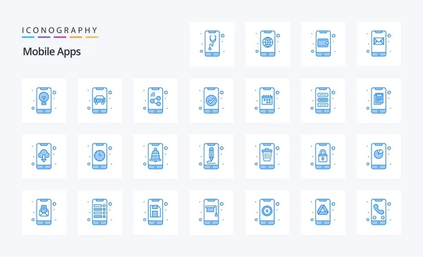 Mobile Apps Blue Icon Pack — Stock Vector