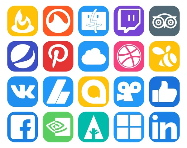 Social Media Icon Pack Including Facebook Виддлер Icloud Google Allo — стоковый вектор