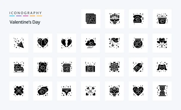 Valentines Day Solid Glyph Icon Pack — Stock Vector