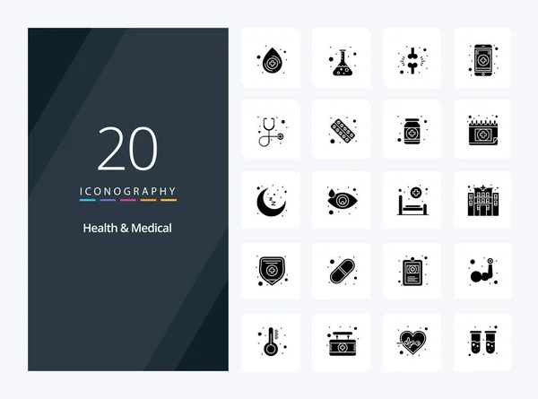 20 Health And Medical Solid Glyph icon for presentation