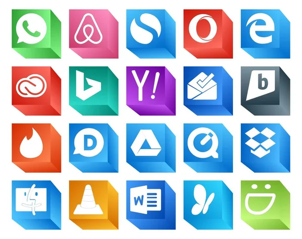 Paquete Iconos Redes Sociales Incluyendo Dropbox Google Drive Bing Disqus — Vector de stock