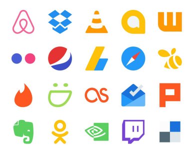 Gelen kutusu dahil 20 Sosyal Medya Simgesi Paketi. Kendini beğenmiş herif. pepsi. tinder. tarayıcı