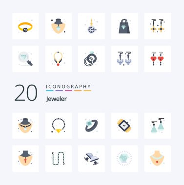 20 Mücevher Düz Renk ikonu Paketi Mala alışveriş mücevherleri gibi