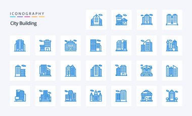 25 Şehir Binası Mavi simge paketi