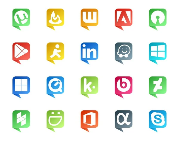 20ソーシャルメディアスピーチバブルスタイルのロゴのようなSmugmagg デヴァンタート リンクトイン ビート 素早く — ストックベクタ