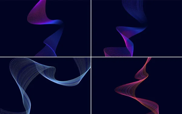 Modern Wave Curve Abstract Vector Background Pack Unique Creative Design — Stock Vector