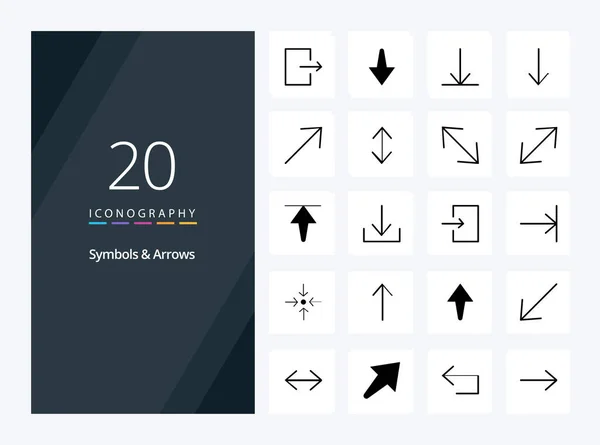 Símbolos Flechas Solid Glyph Icono Para Presentación — Vector de stock