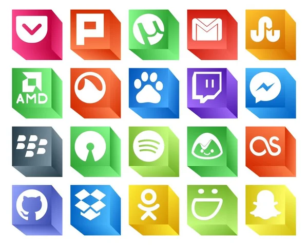 Social Media Icon Pack Including Github Basecamp Grooveshark Spotify Ежевика — стоковый вектор