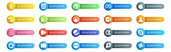 Social Media Volg Button Gebruikersnaam Plaats Voor Tekst Zoals App — Stockvector
