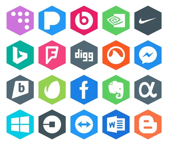 Social Media Icon Pack Including Car Окна Grooveshark App Net — стоковый вектор