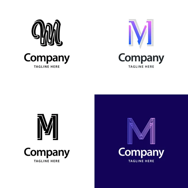 手紙M大きなロゴパックデザイン あなたのビジネスのための創造的な現代的なロゴデザイン — ストックベクタ
