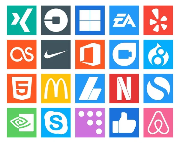 Social Media Icon Pack Including Ads Mcdonalds Yelp Html Google — Stock Vector