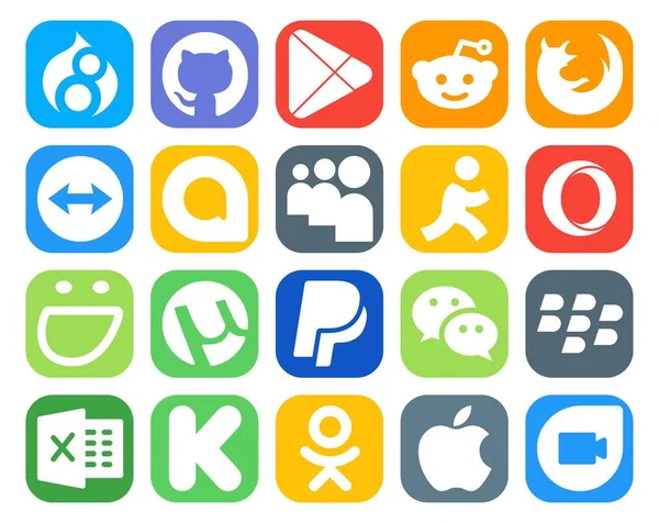 Social Media Icon Pack Числе Blackberry Мбаппе Google Allo Paipal — стоковый вектор