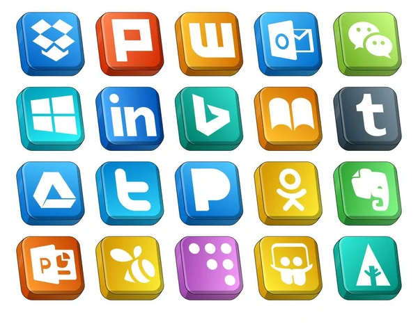 Social Media Icon Pack Tym Powerpoint Odnoklassniki Bing Pandora Świergot — Wektor stockowy
