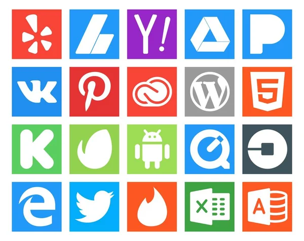 Social Media Icon Pack Tym Android Kickstarter Pinterest Html Wordpress — Wektor stockowy