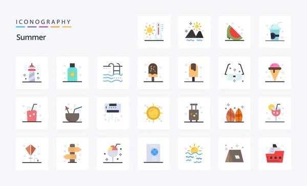 Summer Flat Color Icon Pack — Stockový vektor