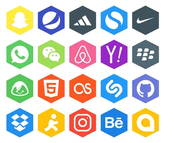 Social Media Icon Pack Including Dropbox Shazam Air Bnb Lastfm — стоковый вектор