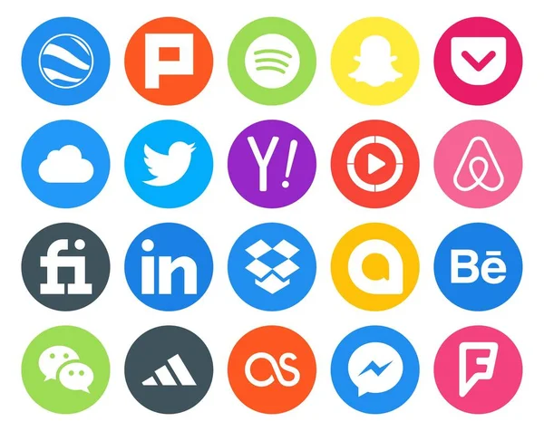 Social Media Icon Pack Including Behance Dropbox Yahoo Linkedin Air — Stock Vector