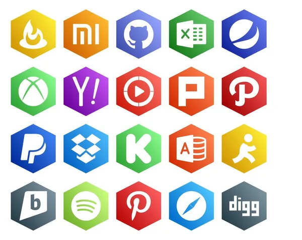 Social Media Icon Pack Including Brightkite Microsoft Access Windows Media — Stock Vector