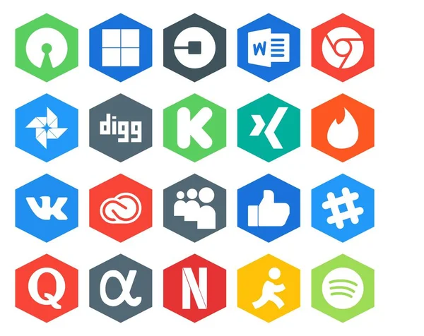 Social Media Icon Pack Including Adobe Digg — Stock Vector