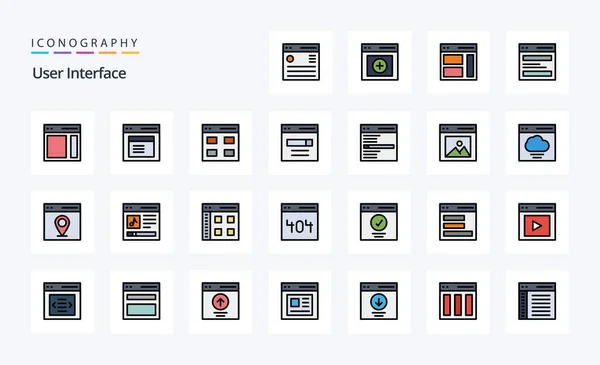 User Interface Line Filled Style Icon Pack — Stock Vector