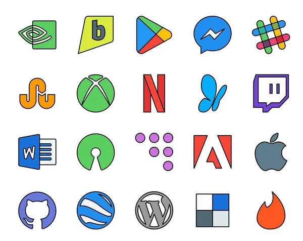 Social Media Icon Pack Including Github Мбаппе Xbox Coderwall Слово — стоковый вектор
