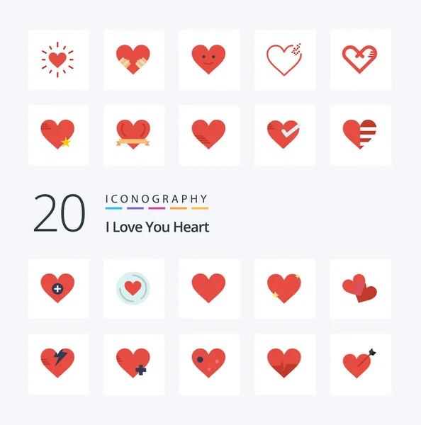 Heart Flat Color Icon Pack Comme Soins Santé Amour Amour — Image vectorielle