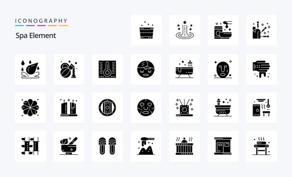 Spa Element Solid Glyph Icon Pack — 스톡 벡터