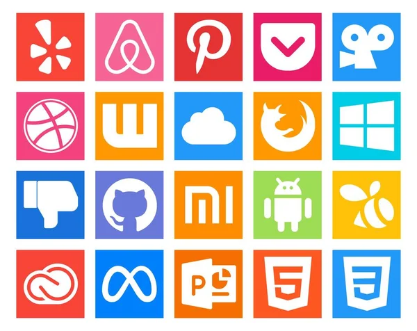 Social Media Icon Pack Including Рой Firefox Андроид Github — стоковый вектор