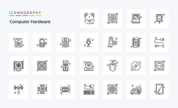 Computer Hardware Line Icon Pack — Stock Vector