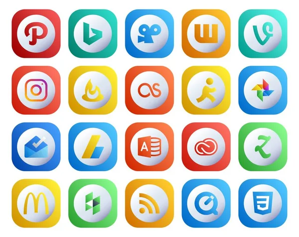 Social Media Icon Pack Including Zootoool Целься Творческое Облако Объявления — стоковый вектор