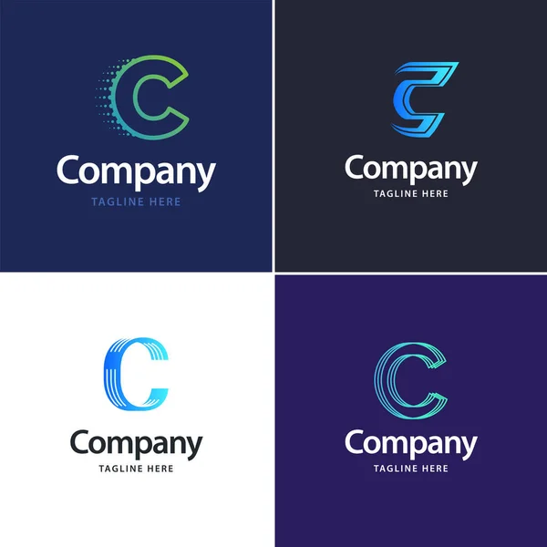 手紙C大きなロゴパックデザインあなたのビジネスのための創造的なモダンなロゴデザイン — ストックベクタ