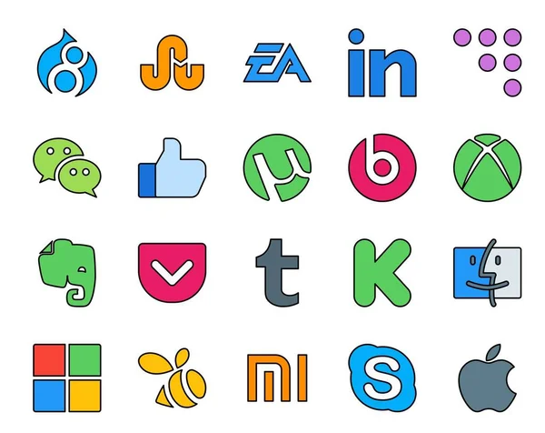 Social Media Icon Pack Including Finder Tumblr Messenger Pocket Xbox — Stock Vector