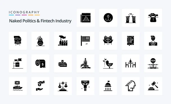 Naked Politics Fintech Industry Solid Glyph Icon Pack — Stock Vector