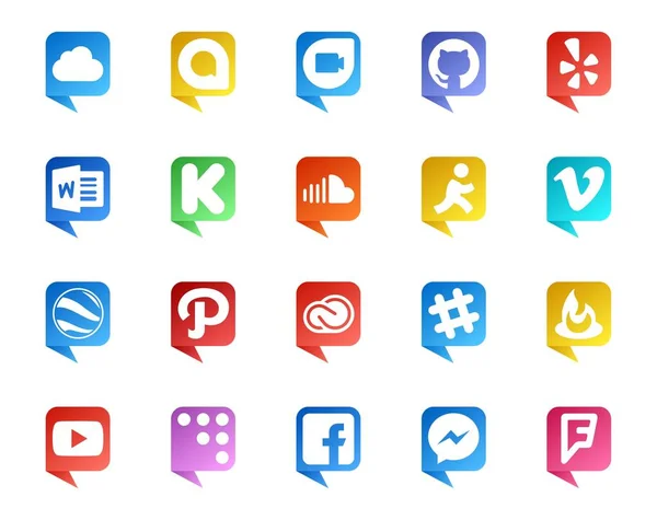 Social Media Speech Bubble Style Logo Adobe Creative Cloud Sound — Stock Vector