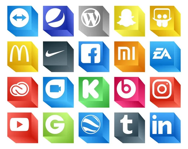 Social Media Icon Pack Including Kickstarter Adobe Facebook Sports — Stock Vector