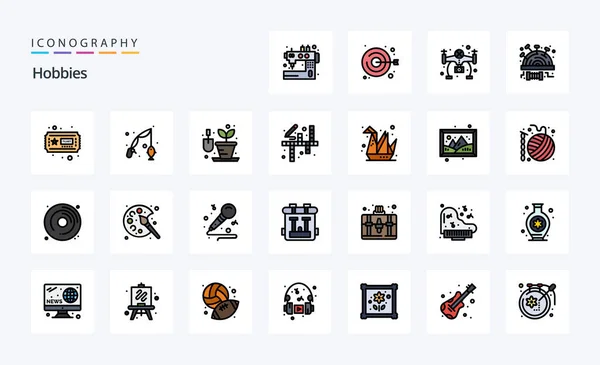 Hobbies Line Filled Style Icon Pack — Stockvektor